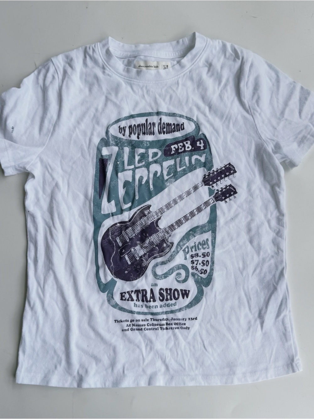 abercrombie kids White Led Zeppelin Graphic Tee